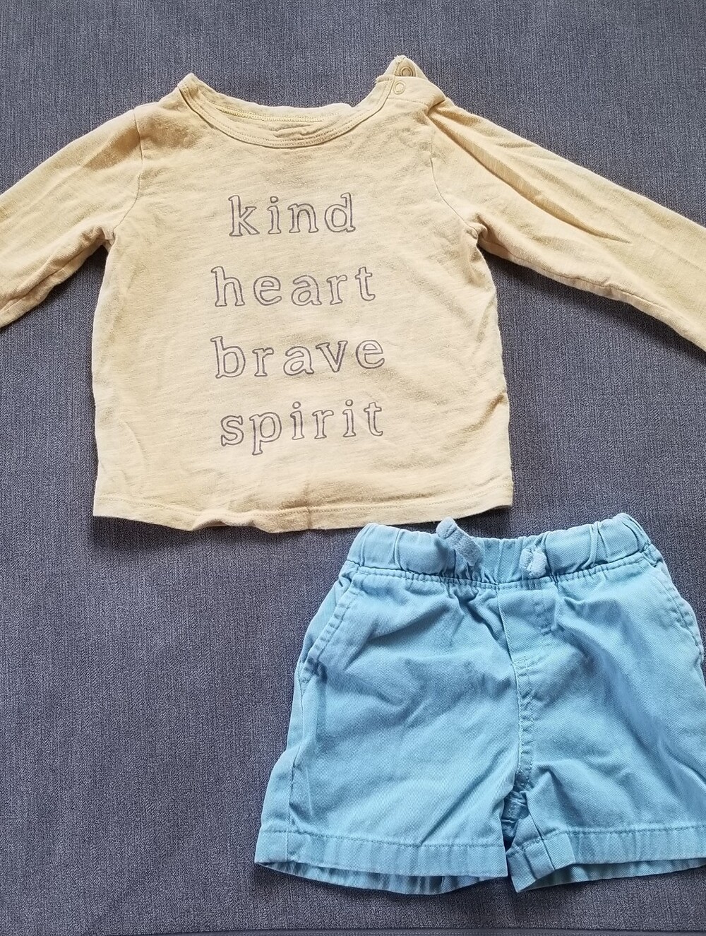 Baby Little Co Long-Sleeve Tee With Blue Shorts - 12m Bundle